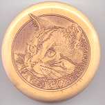 Circular Hardwood Box with Cat's Face on the Cover